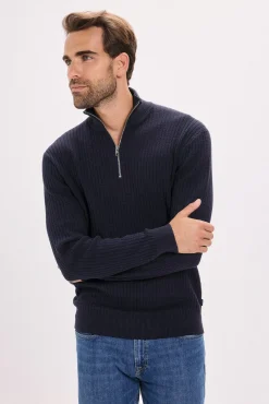 Jack & Jones Camisolas-Camisola de malha com gola com fecho-éclair Azul