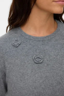 Vero Moda Curve Camisolas-Camisola de malha com gola redonda e curva Cinzento