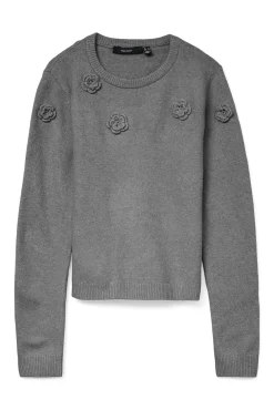 Vero Moda Curve Camisolas-Camisola de malha com gola redonda e curva Cinzento