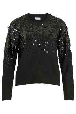 Vila Camisolas-Camisola de malha com malha Preto