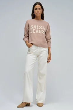 Salsa Jeans Camisolas-Camisola de malha com marca Tostado