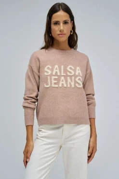 Salsa Jeans Camisolas-Camisola de malha com marca Tostado