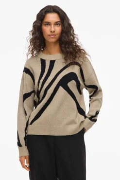 Vila Camisolas-Camisola de malha com viscose Tostado