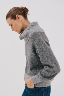 Cortefiel Camisolas-Camisola de malha combinada Cinzento