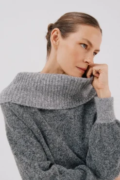 Cortefiel Camisolas-Camisola de malha combinada Cinzento