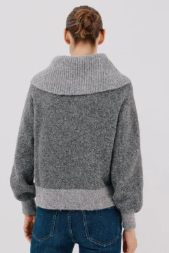 Cortefiel Camisolas-Camisola de malha combinada Cinzento