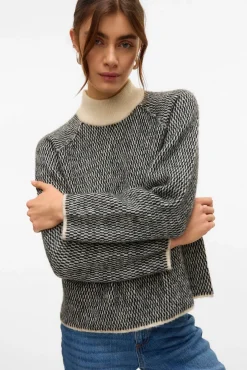 Vero Moda Camisolas-Camisola de malha de gola malha Cinzento