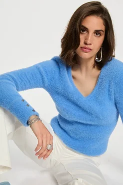 Morgan Camisolas-Camisola de malha de manga malha Azul