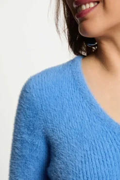 Morgan Camisolas-Camisola de malha de manga malha Azul