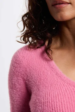 Morgan Camisolas-Camisola de malha de manga malha Subiu