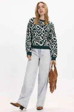 Vila Camisolas-Camisola de malha de viscose estampado Azul