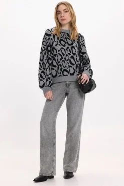 Vila Camisolas-Camisola de malha de viscose estampado Cinzento