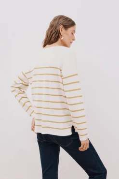 Cortefiel Camisolas-Camisola de malha decote bico Amarelo