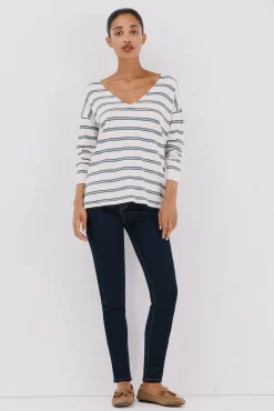 Cortefiel Camisolas-Camisola de malha decote bico Azul