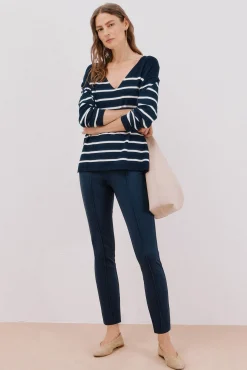 Cortefiel Camisolas-Camisola de malha decote bico Azul