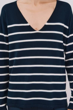 Cortefiel Camisolas-Camisola de malha decote bico Azul