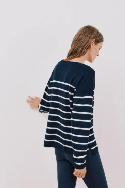 Cortefiel Camisolas-Camisola de malha decote bico Azul