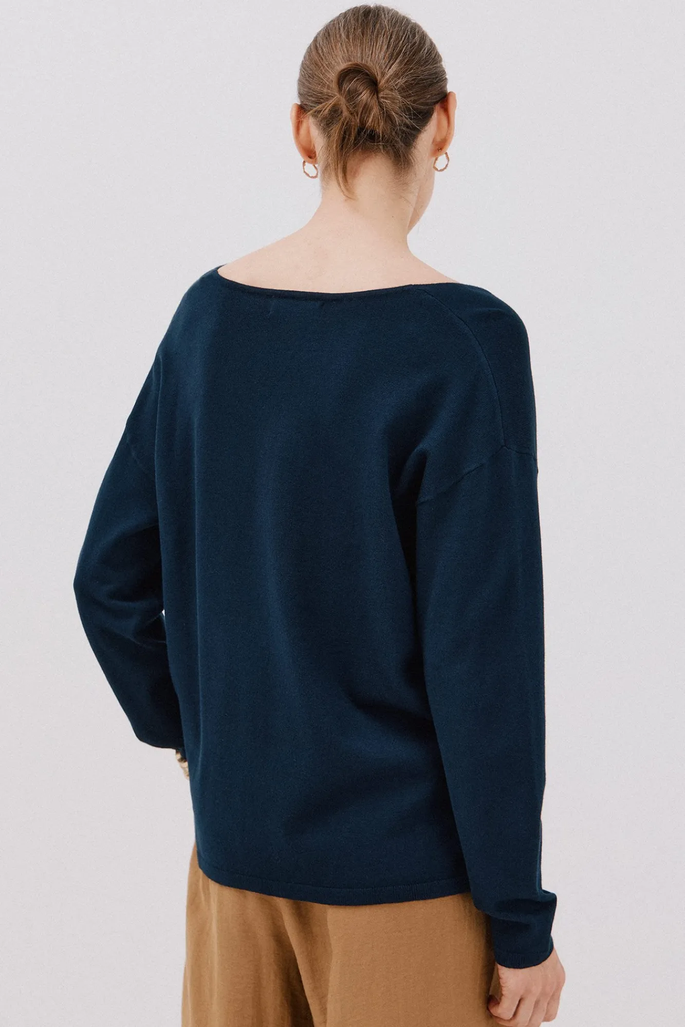 Cortefiel Camisolas-Camisola de malha decote bico Azul