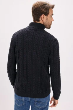 Jack & Jones Camisolas-Camisola de malha gola em tricô trançado Azul