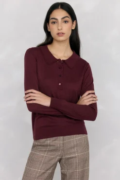 Pedro del Hierro Camisolas-Camisola de malha gola polo Bordeaux