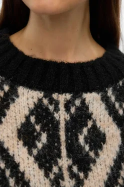 Vero Moda Camisolas-Camisola de malha grossa com estampado Preto