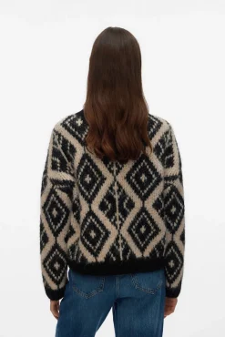 Vero Moda Camisolas-Camisola de malha grossa com estampado Preto