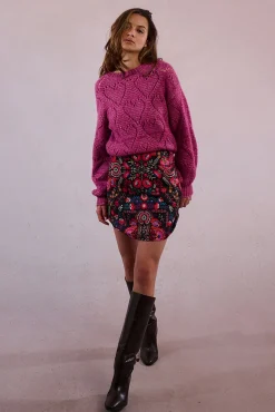 Molly Bracken Camisolas-Camisola de malha malha de manga comprida com corações Roxo