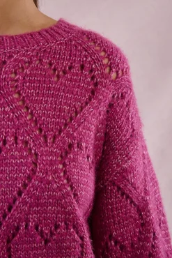 Molly Bracken Camisolas-Camisola de malha malha de manga comprida com corações Roxo