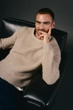 OOTO Camisolas-Camisola de malha pérola de lã Tostado