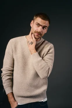 OOTO Camisolas-Camisola de malha pérola de lã Tostado