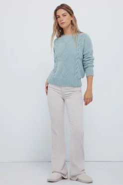 Springfield Camisolas-Camisola de malha trançada em chenille verde