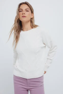 Springfield Camisolas-Camisola de malha trançada em chenille vison