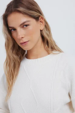 Springfield Camisolas-Camisola de malha trançada em chenille vison