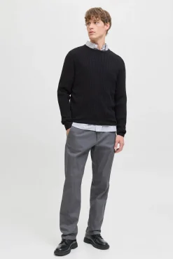 Jack & Jones Camisolas-Camisola de malha trançado preto