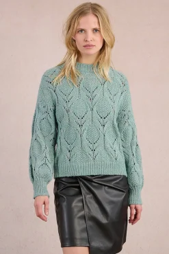 Molly Bracken Camisolas-Camisola de malha vazada de manga malha Azul