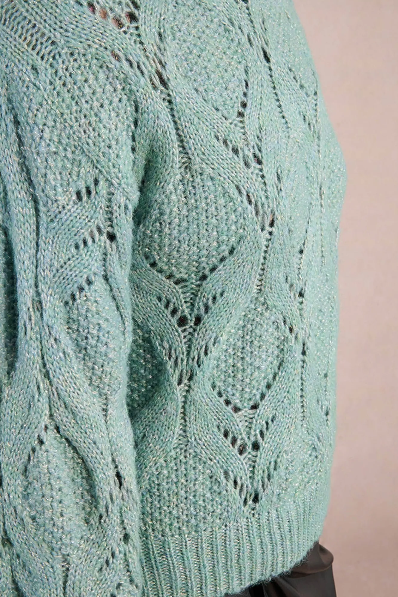 Molly Bracken Camisolas-Camisola de malha vazada de manga malha Azul