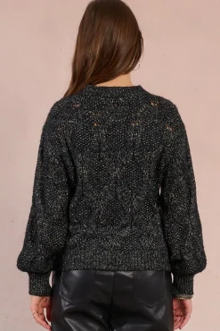 Molly Bracken Camisolas-Camisola de malha vazada de manga malha Preto