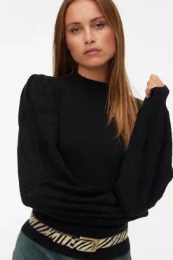 Vero Moda Camisolas-Camisola de manga com efeito de malha Preto