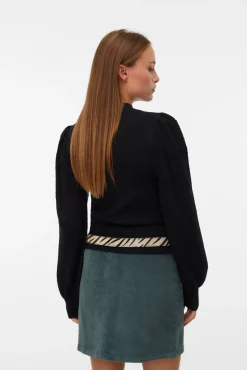 Vero Moda Camisolas-Camisola de manga com efeito de malha Preto