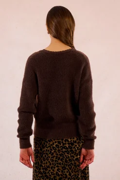 Molly Bracken Camisolas-Camisola de manga comprida com renda em renda Castanho