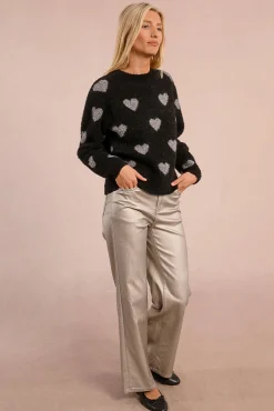 Molly Bracken Camisolas-Camisola de manga comprida com detalhe de coração Preto