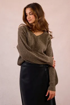 Molly Bracken Camisolas-Camisola de manga comprida com detalhe de miçangas Castanho