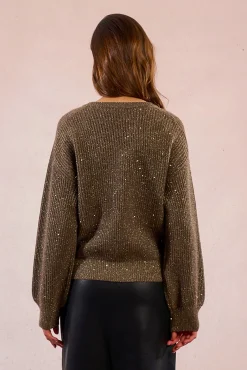 Molly Bracken Camisolas-Camisola de manga comprida com detalhe de miçangas Castanho