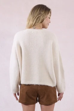 Molly Bracken Camisolas-Camisola de manga comprida com detalhe de flor Ecru