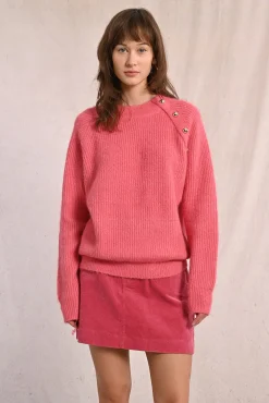 Molly Bracken Camisolas-Camisola de manga comprida com detalhe de botão Vermelho