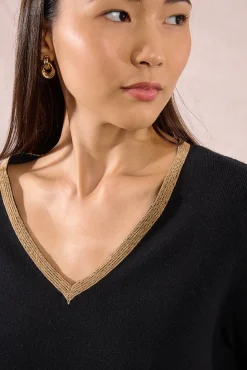 Molly Bracken Camisolas-Camisola de manga comprida com detalhes dourados Preto