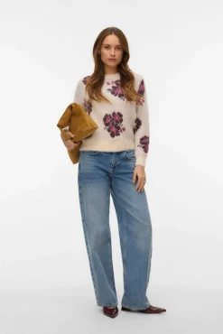 Vero Moda Camisolas-Camisola de manga comprida com estampado Tostado