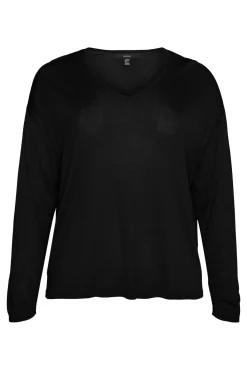 Vero Moda Curve Camisolas-Camisola de manga comprida e gola em bico Curve Preto