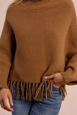 Molly Bracken Camisolas-Camisola de manga comprida com detalhe de franjas Tostado