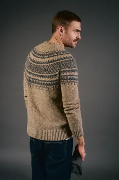 OOTO Camisolas-Camisola de Natal jacquard gola caixa Tostado